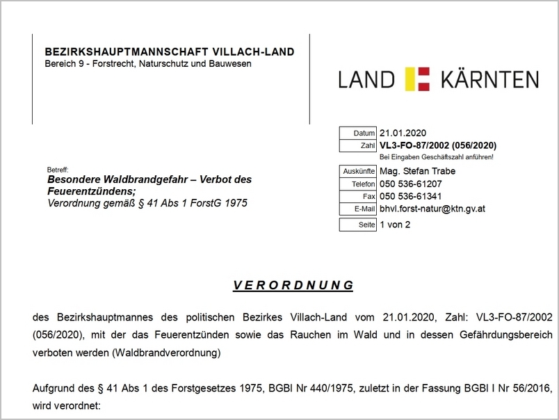 Info Waldbrandverordnung